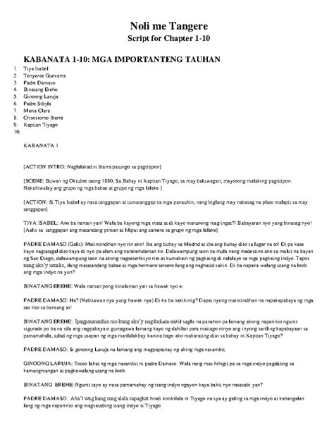 noli script: Noli Me Tangere Script .